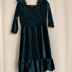 Ivy City Co Dark Green Velvet Kids Dress